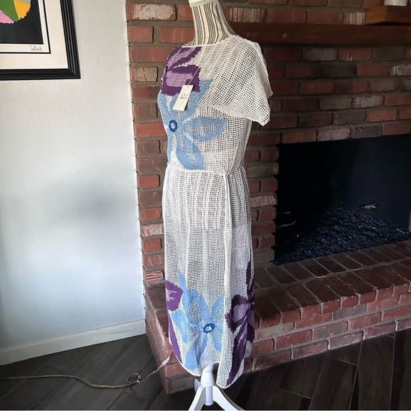 NWT Lim’s Shanghai Hand Crocheted Knitted Floral Midi Dress Sz S - Picture 4 of 9